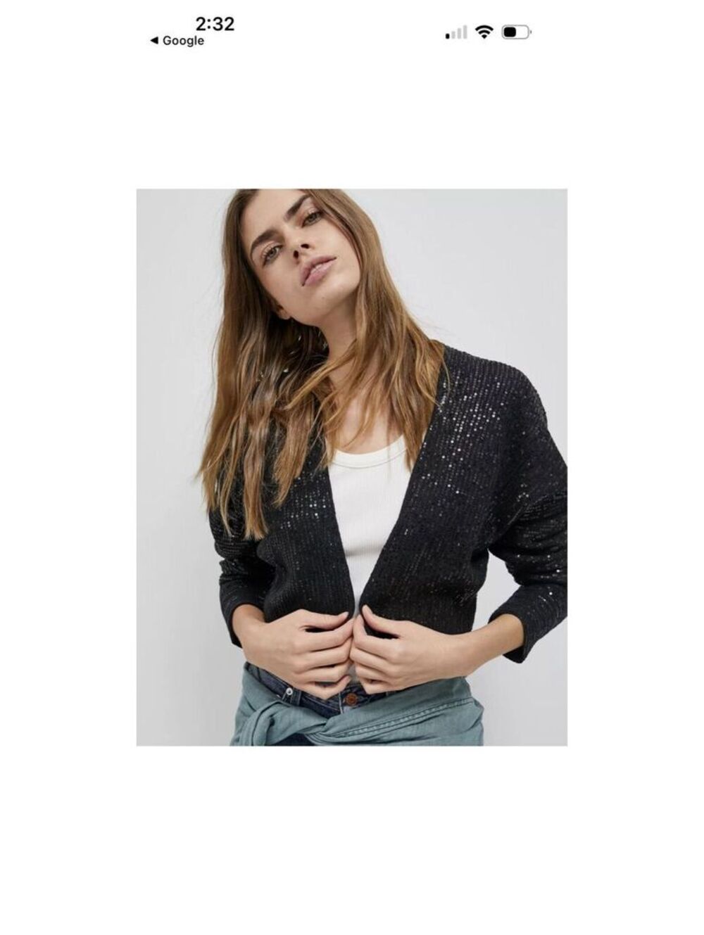 Anthropologie Maeve Artemia Black Sequined Cardigan Open Front Ribbed Knit